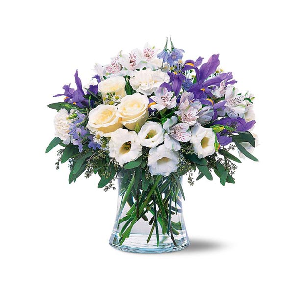 Ce Bouquet Romantique De Fleurs Blanches Et Bleues Est